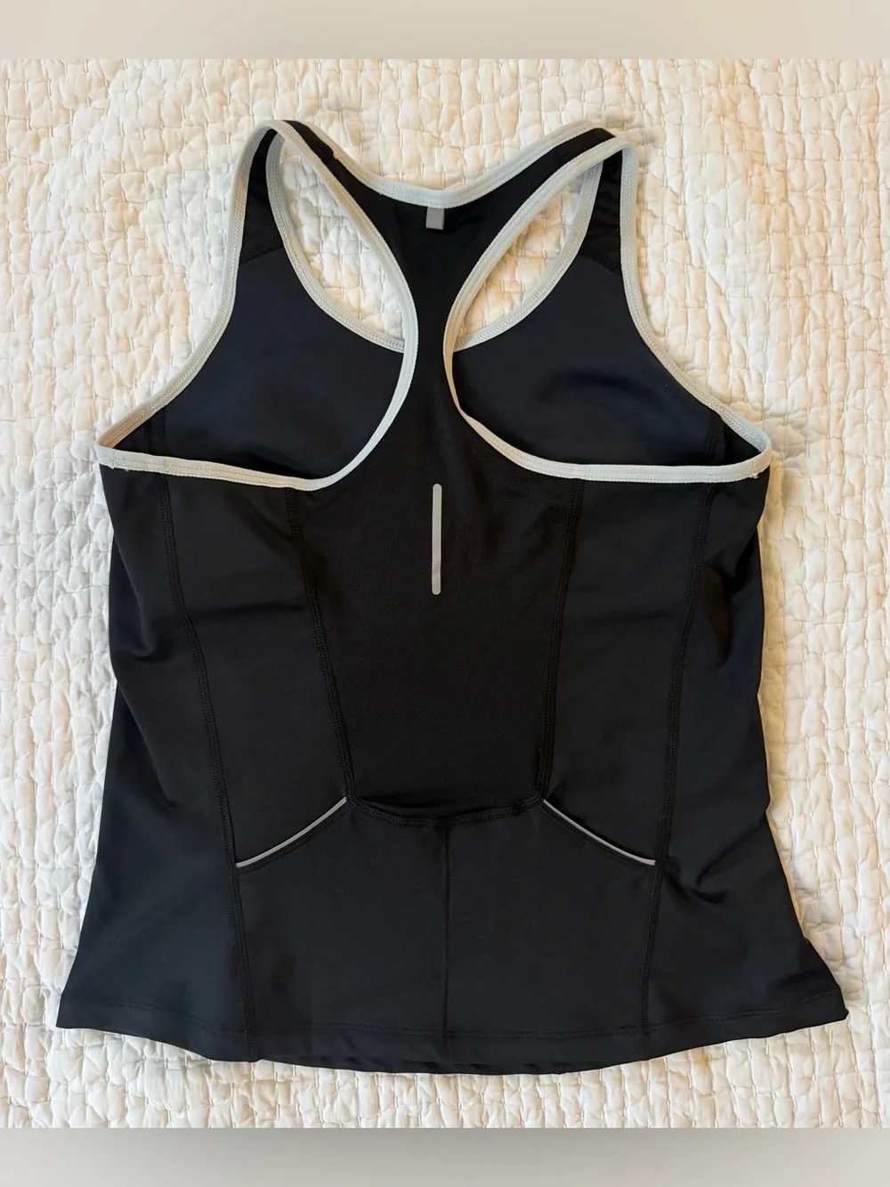 Nike Dri-Fit Black Workout Racerback Tank Top with White Trim